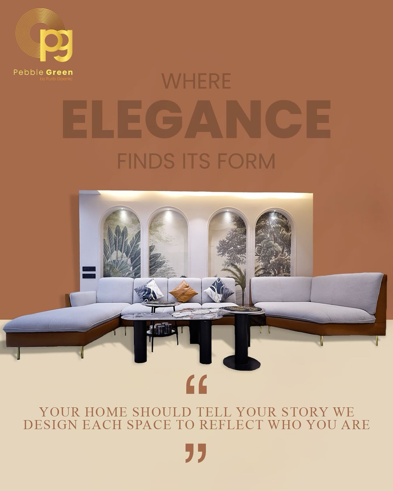 Elegant residential lounge designed by Pebble Green